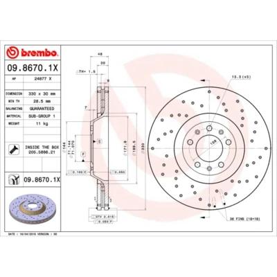 Afbeelding van Brembo Remschijf 09.8670.1X