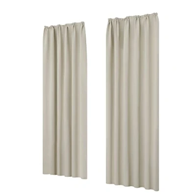 Afbeelding van Deconovo Gordijnen Verduisterend Thermisch Eenkleurig met Plooiband Kant en Klaar in Polyester Stof voor Woonkamer Slaapkamer 2 Stuks Crème 140x290cm