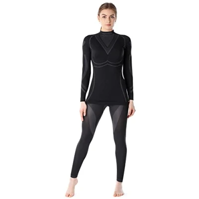 Afbeelding van Ladeheid Set Thermobroek en Thermoshirt Thermo ondergoed Dames Thermokleding Zwart/Roze L LA LA40 WOMEN