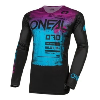 Afbeelding van Oneal Mayhem Scarz Motorcross shirt, zwart blauw donkerrood, afmeting 2XL voor man
