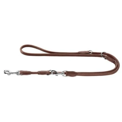 Afbeelding van HONDER ROUND &amp; SOFT rond genaaide verstelbare geleider voor honden van zacht, gripvast rundnappaleer, 1,0 x 200 cm, bruin