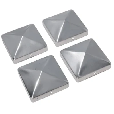 Afbeelding van Metalen hek paal caps voor palen 75mm x Protector Cover Zilver 4st