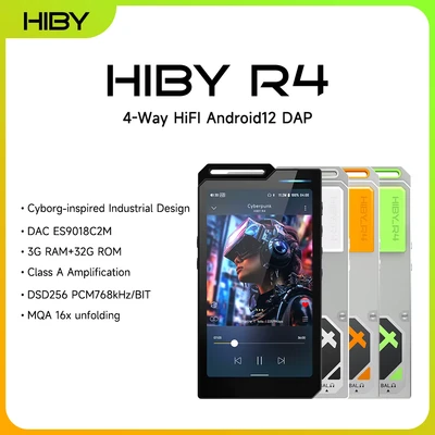 Afbeelding van HiBy R4 Android MP3 speler met bluetooth en wifi ingebouwde 4dac android12 ondersteuning afspelen DSD PCM MQA 4.4mm bal 32G geheugen (Groen)
