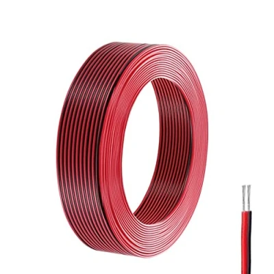 Afbeelding van inodiref Elektrische draadkabel, 22 AWG vertind koperdraad, rood, zwarte pvc kabel, 2 aderig, zacht en flexibel, bestand tegen hoge temperaturen, 20 m