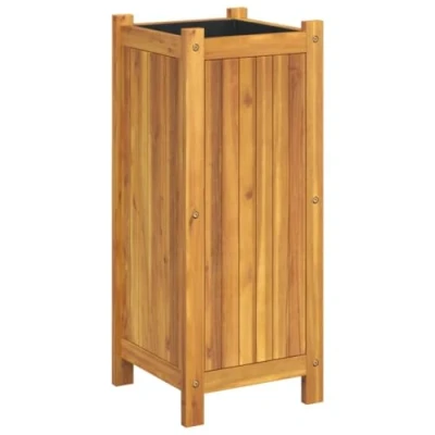 Afbeelding van Plantenbak met voering 31x31x75 cm massief acaciahout