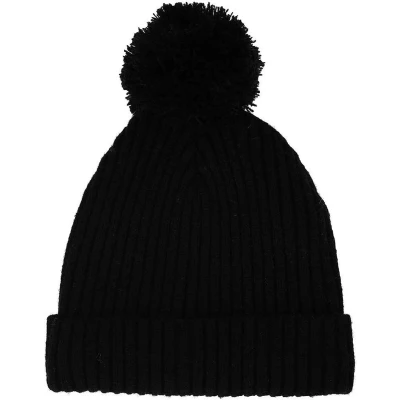 Afbeelding van Baby Muts Ribbed + Pompon One Size Zwart