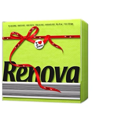 Afbeelding van Renova Red Label papieren servetten, groen, 2 pak a 70 stuks