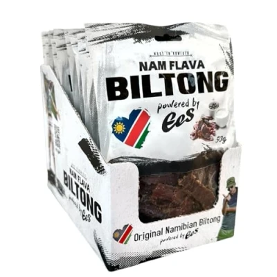 Afbeelding van Nam Flava Original Biltong van Namibie 0,6 kg (12x50 g) Gedroogd vlees, Beef Jerky, veel eiwitten