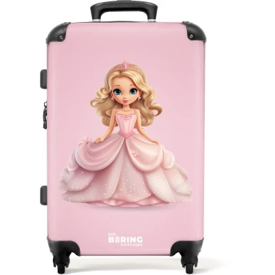 Afbeelding van NoBoringSuitcases.com® Kinderkoffer groot Kindertrolley koffer Prinses Jurk Roze Rolkoffer lichtgewicht Reiskoffer met 4 wielen Grote trolley XL 20 kg bagage