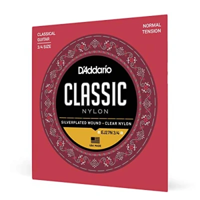 Afbeelding van D&#039;Addario Fretted EJ27N 3/4 formaat Student Nylon Klassieke Gitaarsnaren, Normale Spanning, transparant, 1 Set