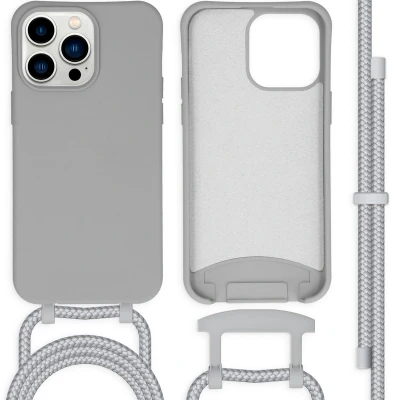 Afbeelding van Apple iPhone 14 Pro Max Hoesje Siliconen en TPU (zacht) iMoshion Softcase/Koordhoesje/Backcover Grijs Telefoonhoesje