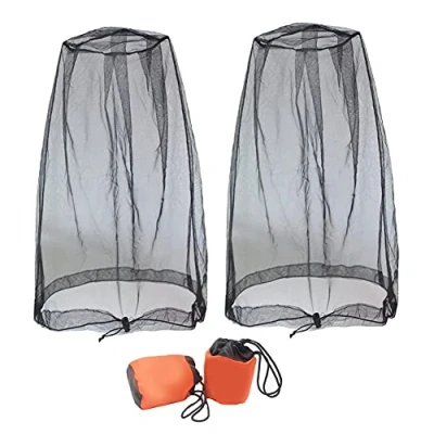 Afbeelding van Midge Net Hoofd Cover Mesh Mosquito Gezicht Bescherming Insect Afstotend Netting met Tas Zwart 2 stks