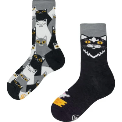 Afbeelding van Many Mornings kids sokken black cat multi 23 26
