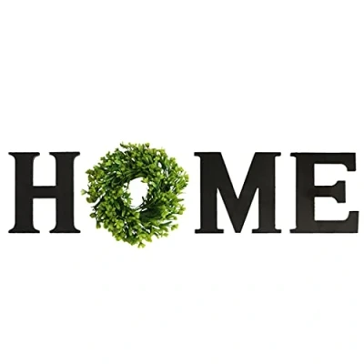 Afbeelding van Alnicov houten huisbord 30 cm muur opknoping letters met kunstmatige krans voor woonkamer slaapkamer keuken deuropening decor