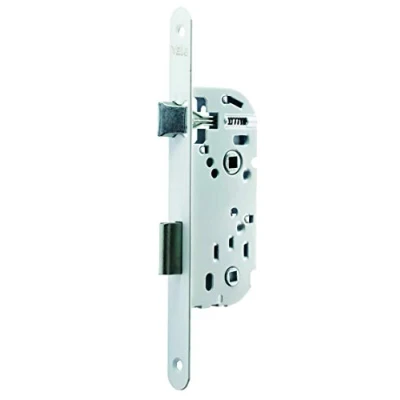 Afbeelding van Yale Inbouwslot met vergrendeling, as 40 mm, kist 135 mm Y13R A40/B/SF omkeerbare beugel, ronde uiteinden badkamer en toiletdeur wit, vergrendeling inbegrepen