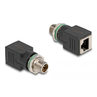 Afbeelding van Delock M12 Adapter X kodiert 8 Pin Stecker zu RJ45 Buchse gerade HQ