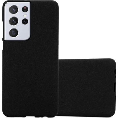 Afbeelding van Cadorabo Hoesje geschikt voor Samsung Galaxy S21 ULTRA in FROST ZWART Beschermhoes gemaakt van flexibel TPU silicone Case Cover