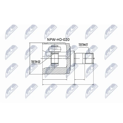 Afbeelding van Homokineet reparatie set, aandrijfas NTY NPW HD 020