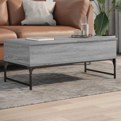 Afbeelding van Salontafel 100x50x40 cm bewerkt hout en metaal grijs sonoma
