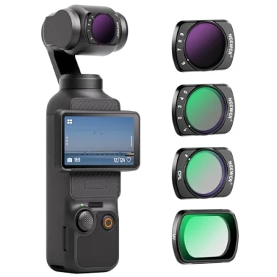 Afbeelding van Neewer Magnetische variabele ND&amp;UV&amp;CPL filterset compatibel met DJI OSMO Pocket 3 Creator Combo accessoires, actiecamera 4 pack UV CPL ND2 32 (1 5 stop) ND64 512 (6 9 neutrale dichtheidsfilters