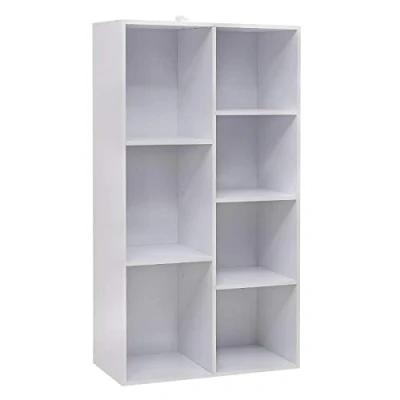 Afbeelding van WOLTU Boekenkast voor woonkamer 60x30x108cm,Boekenplank opbergplank in spaanplaat met 7 compartimenten,Wit SK004ws