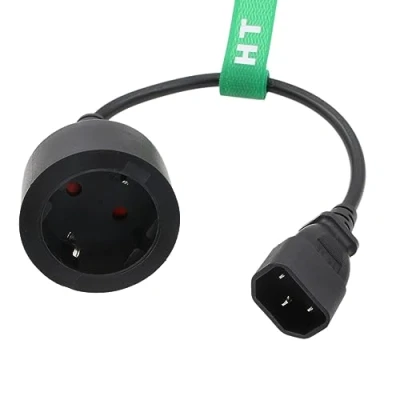 Afbeelding van HangTon USV PDU kabel IEC320 C14 naar Euro Schuko bus geaard stopcontact CEE7/3 netsnoer adapter 16A 250V 3 polig 30 cm