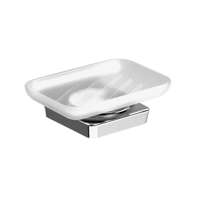 Afbeelding van Zeephouder Sapho Zen Chrom Hangend 4.2x13.5 cm Chroom / Melkglas