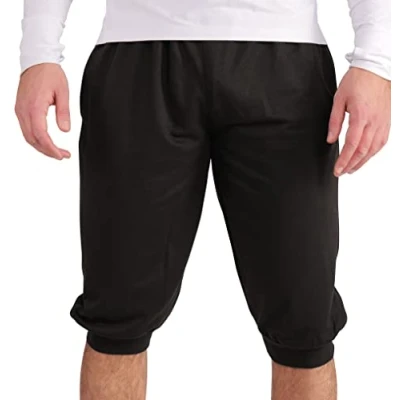 Afbeelding van Gennadi Hoppe Heren 3/4 joggingbroek trainingsbroek sportbroek bermuda sport shorts korte broek capribroek, zwart (zwart), 4XL