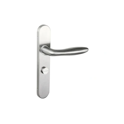 Afbeelding van Lavuzo deurkruk Pratona RVS met afgerond schild WC63/8 badkamersluiting Per set