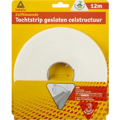 Afbeelding van Tochtstrip tochtwering wit zelfklevend universeel 12 m x 9 mm 4 Tochtstrippen