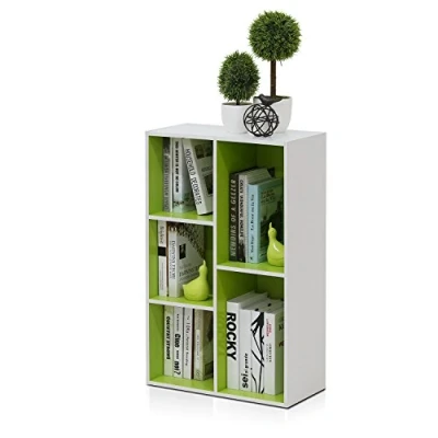 Afbeelding van Furinno Open boekenkast met 5 vakken, hout, wit/groen, 49,5 x 23,9 80 cm