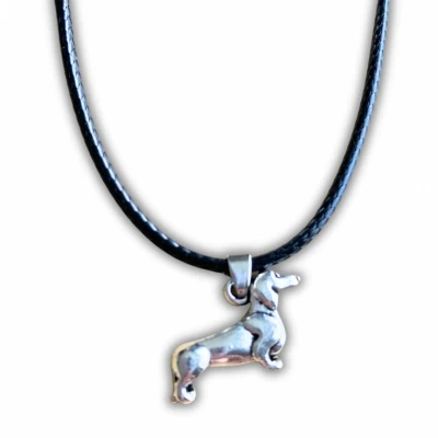 Afbeelding van Teckel ketting Zwart Koord Charme Bijoux