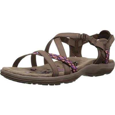 Afbeelding van Skechers Reggae Slim Vacay Slingback sandalen voor dames, Chocolate Duraleather Webbing, 37 EU