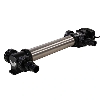 Afbeelding van AquaForte SUV 755 RVS UV C, PL 55W, lengte 684 mm, max. vijvergrootte 65 m3, aanbevolen debiet 8 m3 / h, druk 1,0 bar, inclusief 4 slangnippels 38/50 x 2 A.G. Aansluitingen