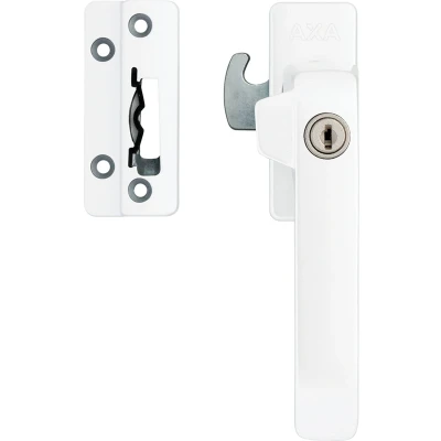 Afbeelding van AXA Veiligheids Raamsluiting (model 3329) Wit: Afsluitbaar met cilinderslot, rechts naar buiten draaiend. SKG*