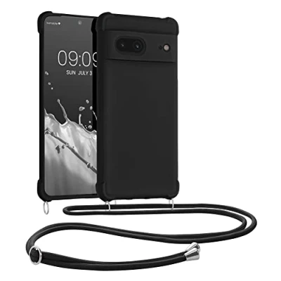 Afbeelding van kwmobile telefoonhoesjegeschikt voor Google Pixel 7 Hoesje van siliconen met telefoonkoord In zwart