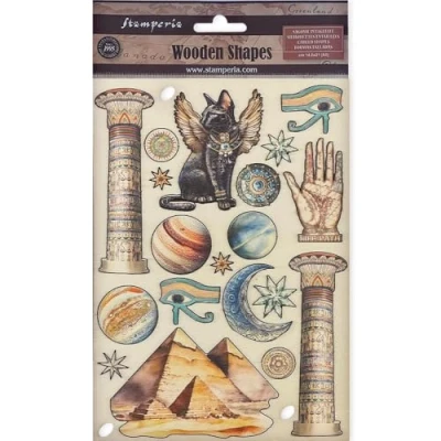 Afbeelding van Stamperia Gekleurde houten vormen voor scrapbooking, albums, kaarten maken, bullet journalling en meer, lasergesneden, bedrukt verbeterde detail, perfect hobby&#039;s, ambachten geschenken