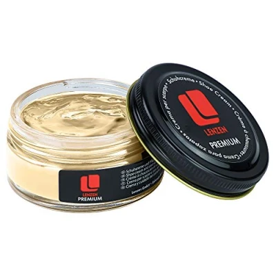 Afbeelding van Lenzen Premium schoencrème voor glad en generfd leer, hoogwaardige schoenverzorging glans stralende kleur (ivoor)