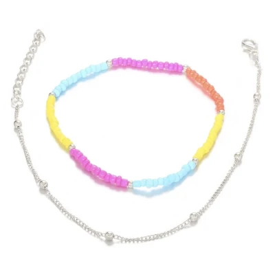 Afbeelding van Jomide Enkelbandje Colours &amp; Silver 2 stuks