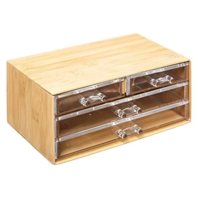 Afbeelding van 5Five sieraden/make up organizer 4 lades 24 x 11 cm rechthoek bamboe/kunststof opbergen