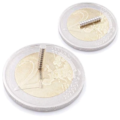 Afbeelding van Brudazon 60 mini schijfmagneten 2x1mm N52 sterkste niveau neodymium magneten ultrasterk Power magneet voor modelbouw, foto, whiteboard, notitiebord, koelkast, knutselen magnetische schijf extra sterk