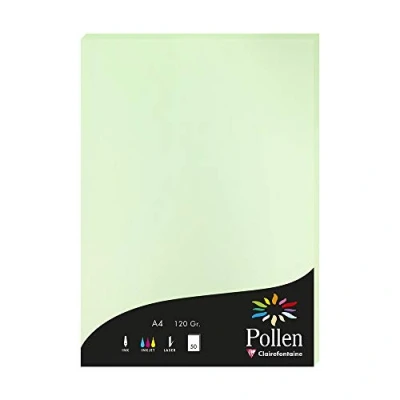 Afbeelding van Clairefontaine 4205C verpakking met 50 kaarten pollen 120 g, DIN A4, 21 x 29,7 cm, groen