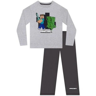Afbeelding van Minecraft Jongens Steve &amp; Creeper Pyjama, Grijs, 9 10 jaar
