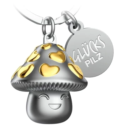 Afbeelding van FABACH Gelukspilz sleutelhanger geluksbrenger Champ veel geluk hart succes auto cadeau geluk, goud, 1, modern