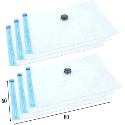 Afbeelding van orion group Vacuümzakken, opbergzakken voor kleding, beddengoed, 6 stuks, 80 x 60 cm