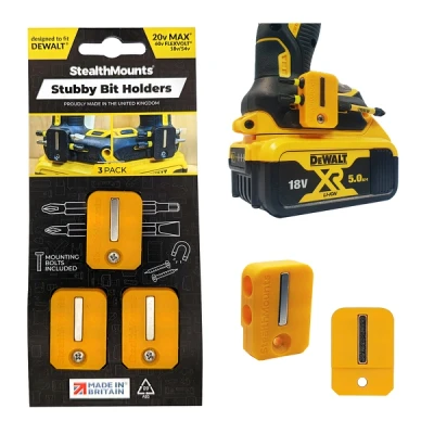 Afbeelding van StealthMounts Dewalt XR &amp; Flexvolt Stubby gele magnetische bithouder Boorhouder Perfecte voor boren en stoten (3 stuks)