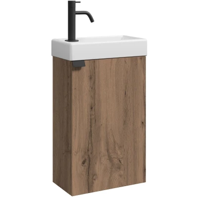 Afbeelding van Badplaats Toiletmeubel Apollo 40 x 22 cm Bruin Eiken Fonteinmeubel met Wastafel