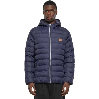 Afbeelding van Urban Classics Basic Bubble Jacket Winterjas, Heren, Maat: 4XL, Navy/white/navy