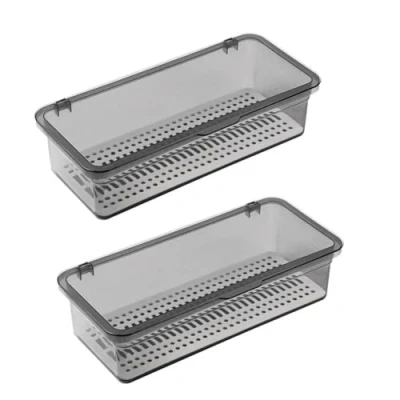 Afbeelding van Grendly Bestek Lade met deksel,Gebruiksvoorwerp Opslag Deksel Plastic Lade,Bestek Organizer Gebruiksvoorwerp ContainerB