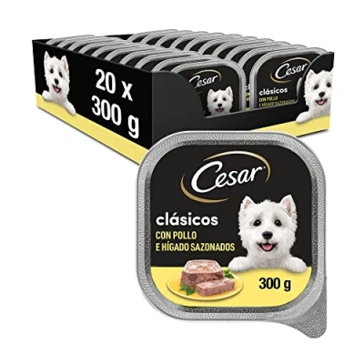 Afbeelding van Cesar Natvoer in gelei voor honden, smaak, kip en lever (verpakking met 20 containers x 300 g)